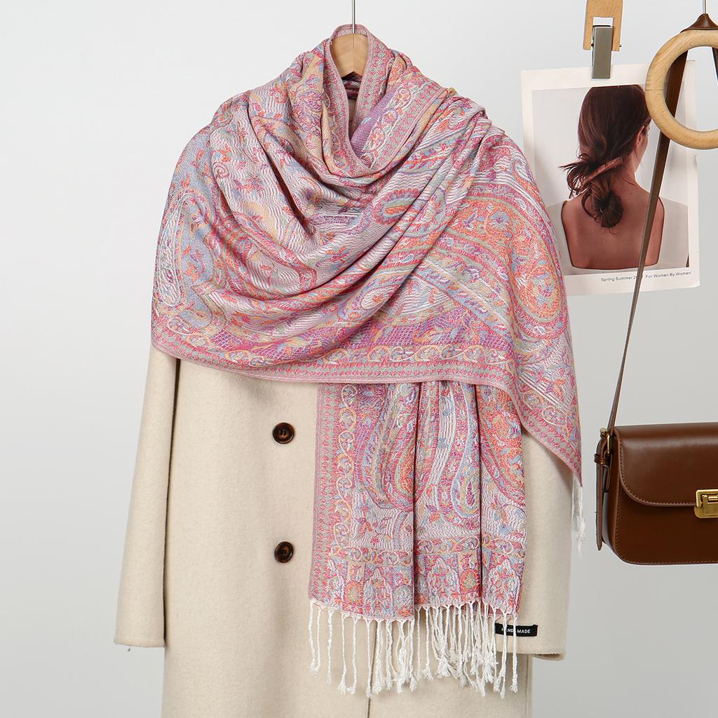 Paisley Embroidery Cotton Hijab Scarf For Woman Muslim Hijabs Pashmina Tassels Shawls Fashion Long Wraps Foulard Islam Turban