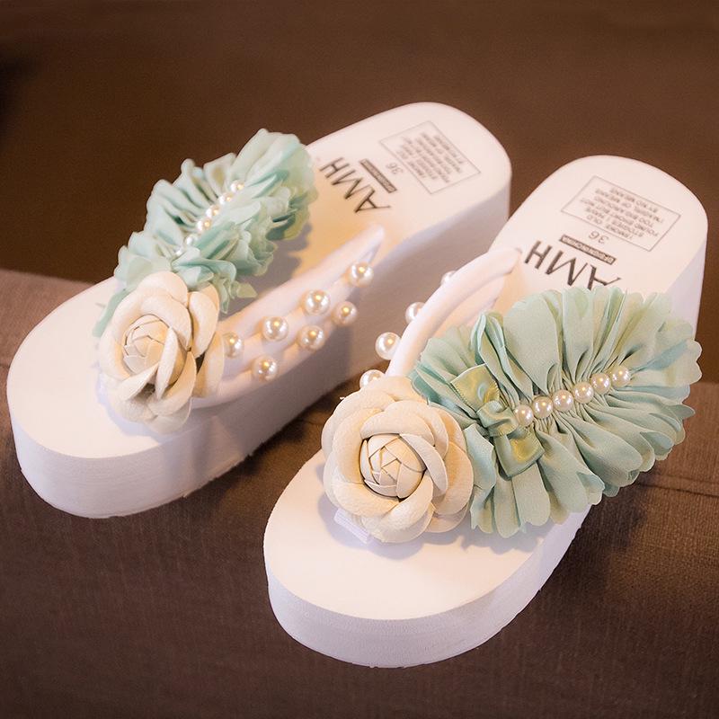 Модные женские шлепанцы на платформе с цветочным узором, повседневные, нескользящие, мягкие, пляжные сандалии, тапочки, женские, модные, универсальные, летние, Zapatos De Mujer