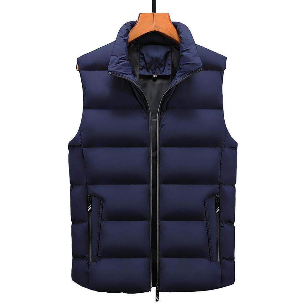 Men Winter Fashion Stand Collar Color Waistcoat Vest Jacket Top Coat