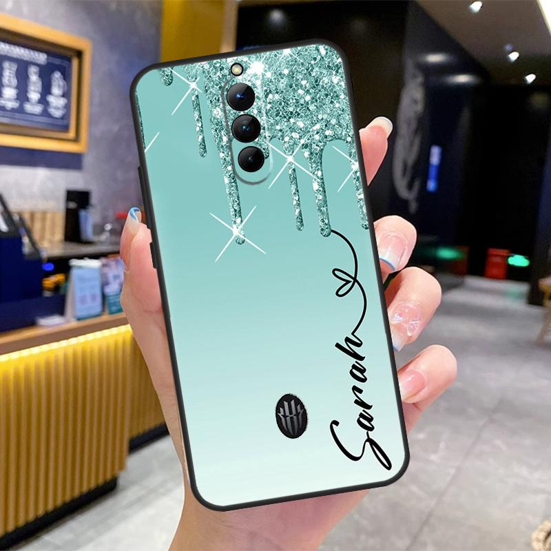 Персонализированный чехол для телефона с именем из блесток для ZTE Nubia RedMagic 10 9 8 9S 8S 10S 11 Pro Plus 5G 6S 7S 6 7 Pro 11 Air