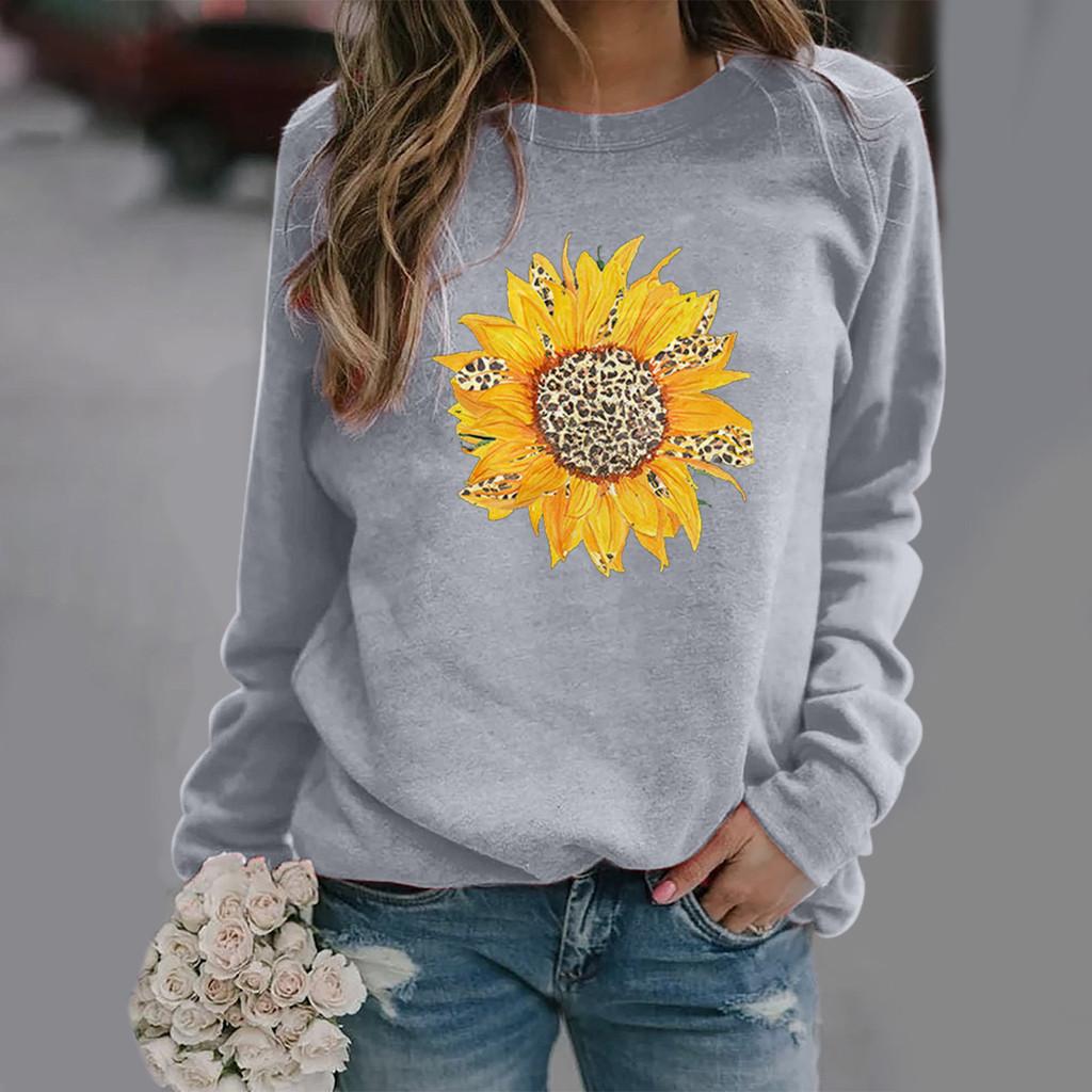 Sunflower 3D Print Women's Y2k Tee Streetwear Sweatshirts Oversized O-Neck Pullover Harajuku Girls Woman Clothing