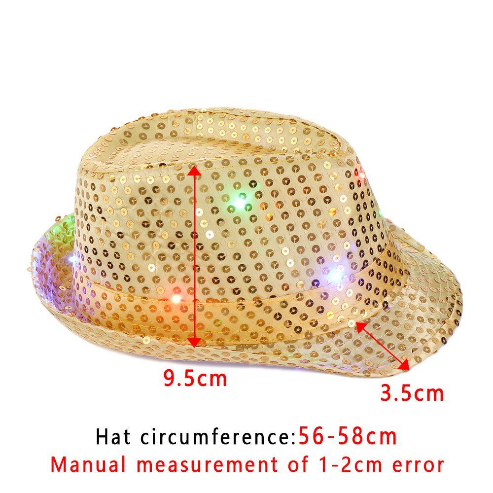 Унисекс Платье Танцевальная Вечеринка Светящаяся Джазовая Шляпа Светодиодная Федора Трилби Панама с Пайетками
