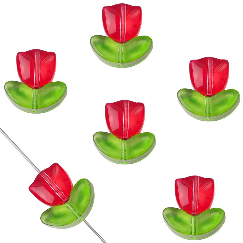 10 шт./пакет, стеклянные бусины ручной работы, цветок тюльпана, подвеска для серег, браслетов, ожерелье, сделай сам, ювелирные изделия, аксессуары для рукоделия