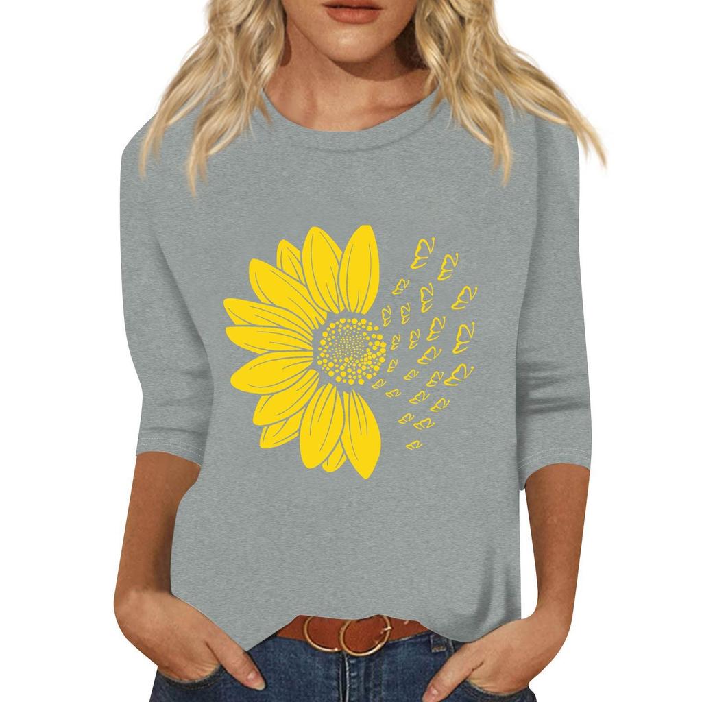 Женский модный свободный повседневный пуловер с принтом и круглым вырезом, рукав три четверти