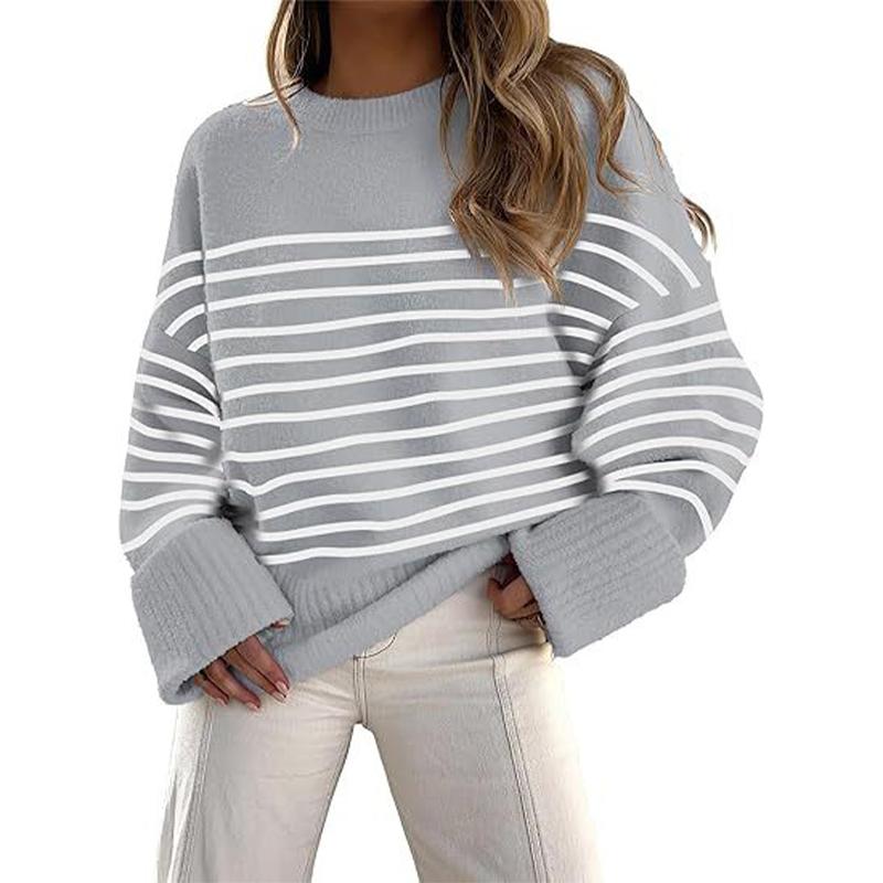 Осенне-зимний винтажный теплый вязаный свитер для женщин, свитер большого размера, однотонный утолщенный трикотажный пуловер