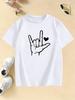 Graphic Hand with Love Printed Design T Shirts Kids Childrens Tshirt Boys Girls Summer Spring Casual Top Tee Shirt