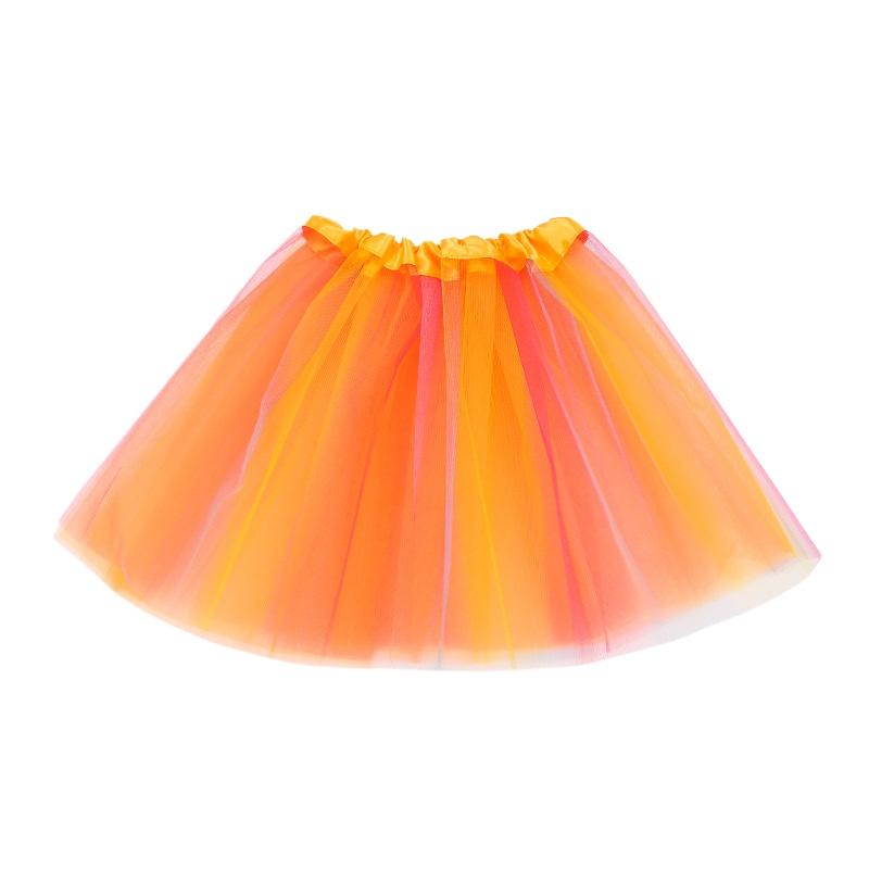 Girls Cheerleading Rainbow Tutu Skirt Child Dance Party Ballet Tulle Tutu Skirt 3 Layers Princess Birthday Party Gift 2-8 Years