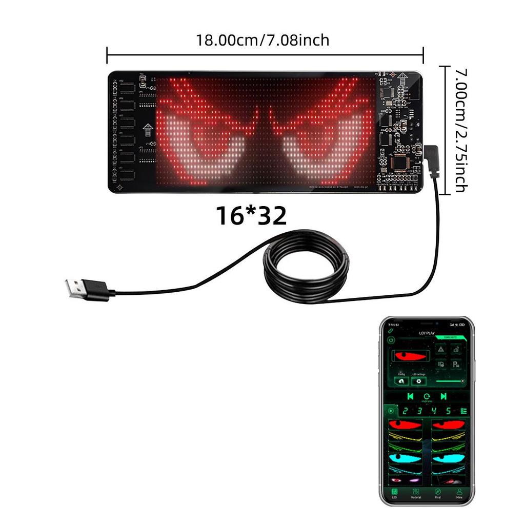 LED Car Soft Screen Light - USB Flexible Bluetooth Display with Full Color and Devil's Eye for Windows