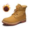 Fashion Autumn/Winter Men's Yellow Boots 2024 Fashion Quality Unisex Ankle Boots Plush Warm Leather Boots For Men High Top Work Shoes