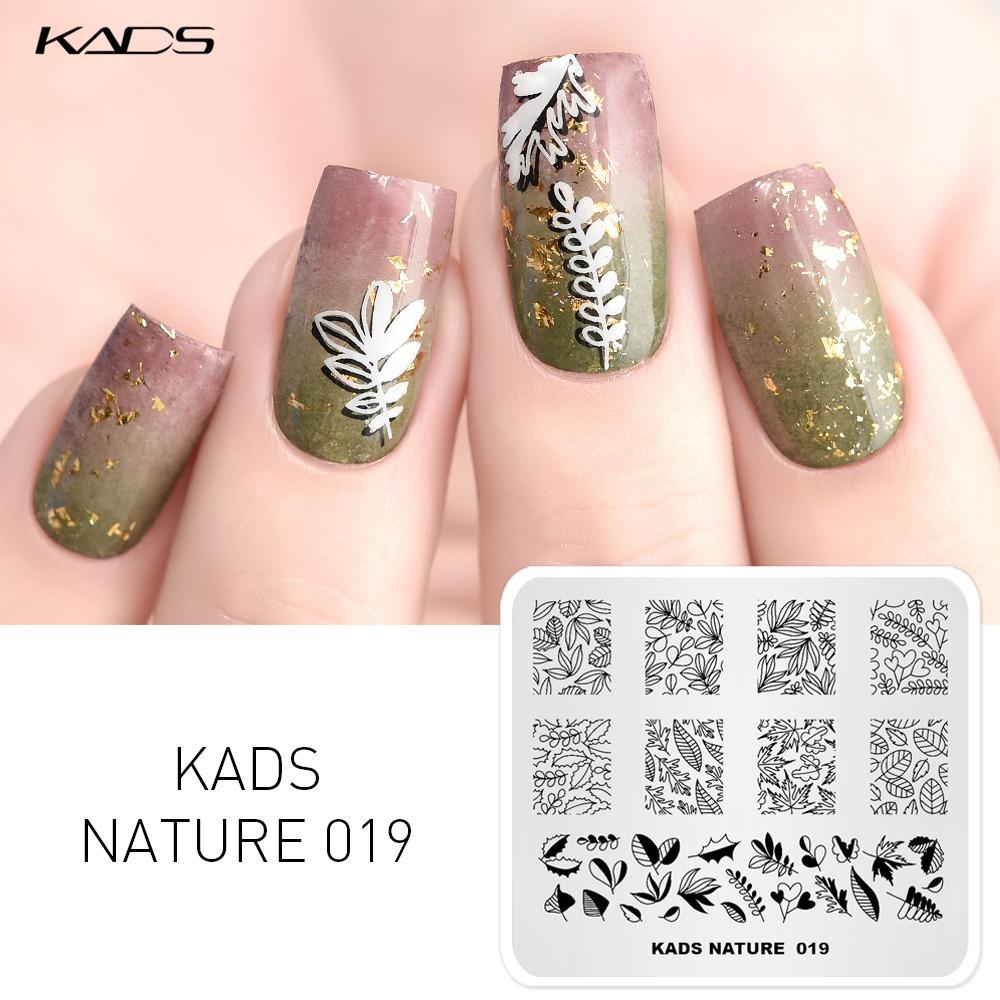 kads NATURE 19 изображение листа дерева пластина для стемпинга ногтей штамповка для ногтей DIY шаблон штамповочная пластина для дизайна ногтей шаблон для ногтей