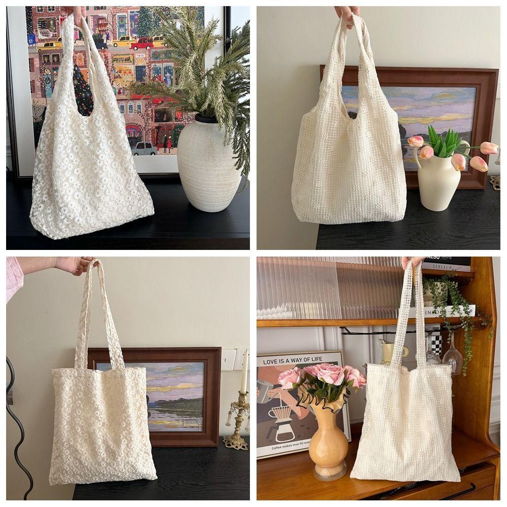 Pastoral Style Daisy Flower Shoulder Bag Nylon Beach Bag Elegant Bohemian Handbag Travel