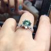 Eight Hearts Eight Arrows PT950 Plated Blue-Green Moissanite Open Ring for Women - Hot-Selling Jewelry