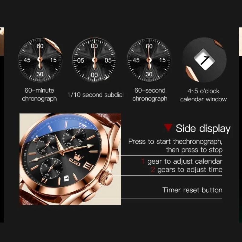 Это водонепроницаемые светящиеся часы-хронограф с тремя глазами, многофункциональные кварцевые часы с календарем, праздничный подарок, мужские деловые часы