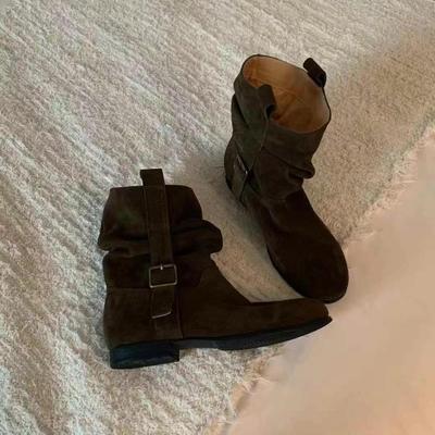 Версия из коровьей кожи~ Ретро плиссированные ботфорты женские корейская версия нишевые ботильоны Майяр западные ковбойские сапоги рыцарские сапоги