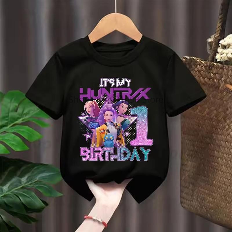 Летняя K-pop Одежда для Детей Охотники на Демонов Футболка с Коротким Рукавом с Цифрой Удобная Мягкая Футболка для Мальчиков и Девочек