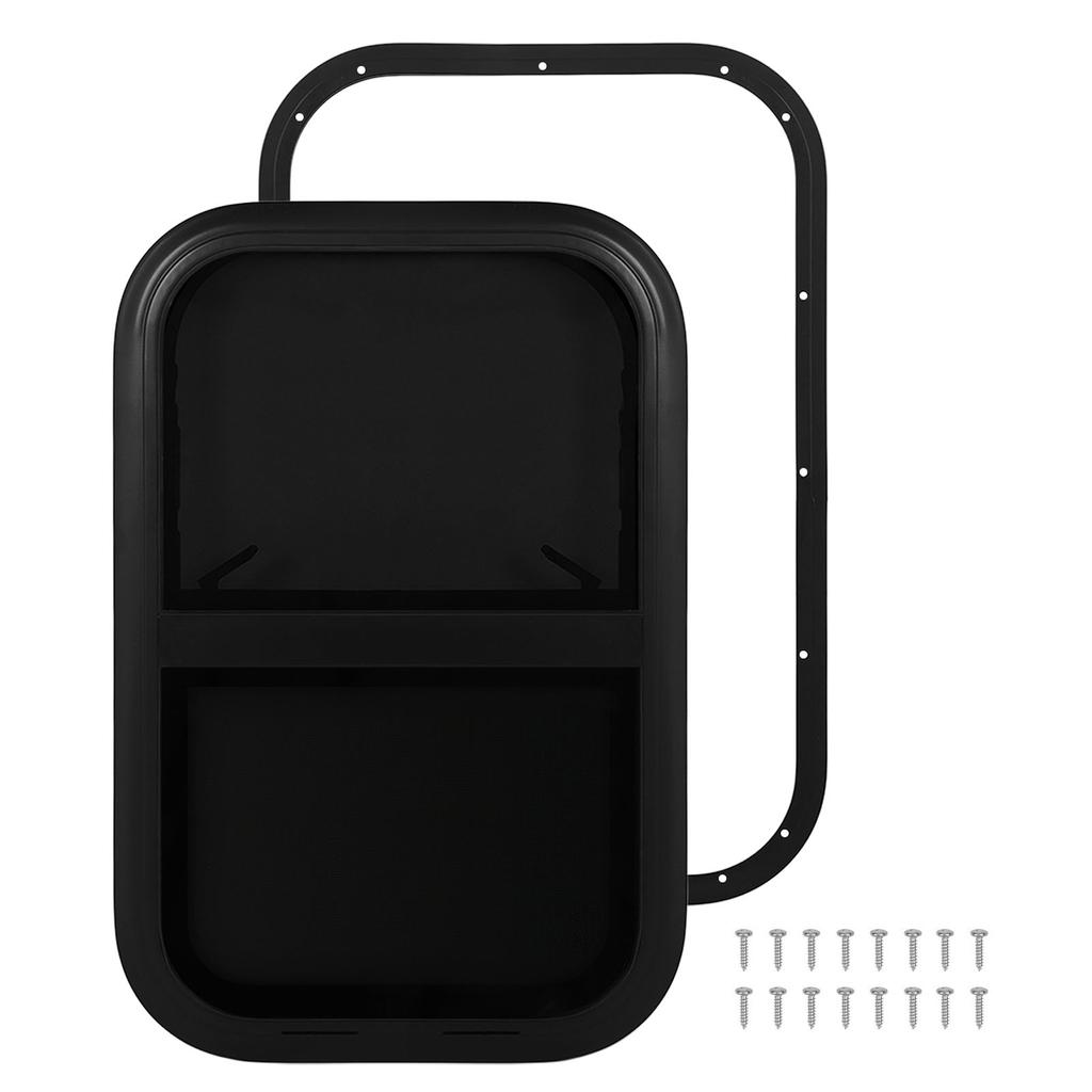 Раздвижное окно для автодома 700 X 450 мм Черный алюминиевый сплав Вертикальное стекло с подвижной сеткой от насекомых Для прицепа Для