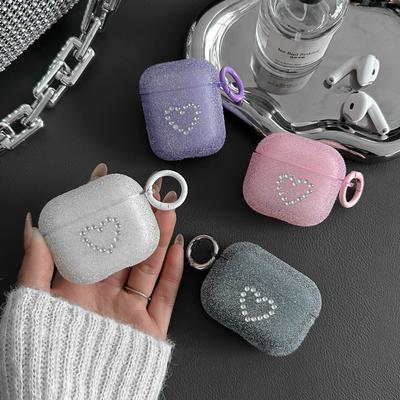 Блестящий конфетный цвет Защитный чехол для наушников Airpods 4-го поколения Любовь Розовый Бриллиант Чехол для наушников Pro2 с крючком