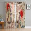 Япония Красное Солнце Гейша Женщина Дракон Бамбуковые Шифоновые Прозрачные Шторы для Гостиной Спальня Декор Окна Вуаль Тюль Шторы Портьеры