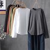 Long-sleeved Autumn Solid Color Design Sense, Hollow and Chic Large Size Women's Bottoming Shirt Behind