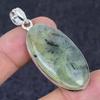Prehnite Gemstone 925 Sterling Silver Jewelry Pendant 2.17"