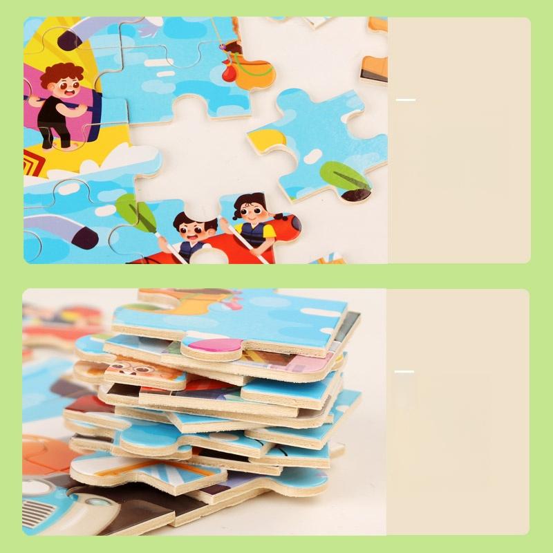 100pcs Wooden Puzzle Toys for Children Montessori Toy Space Jigsaw Puzzle Early Education Logical Thinking Training Puzzle Game