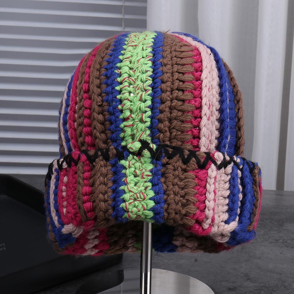 Autumn and winter new fashion handmade outline elegant temperament knitted hat outdoor travel windproof warm versatile wool hat