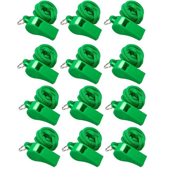 12 шт. цветные спортивные свистки со шнурком, громкий четкий звук, высокий децибел, компактный размер, портативные свистки для рефери