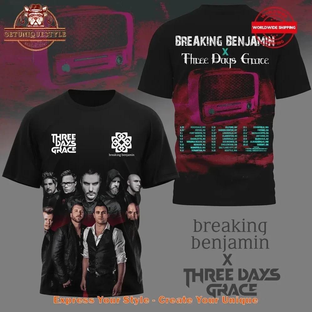 Breaking Benjamin x Three Days Grace Tour 2026 Schedule 3D T-Shirt