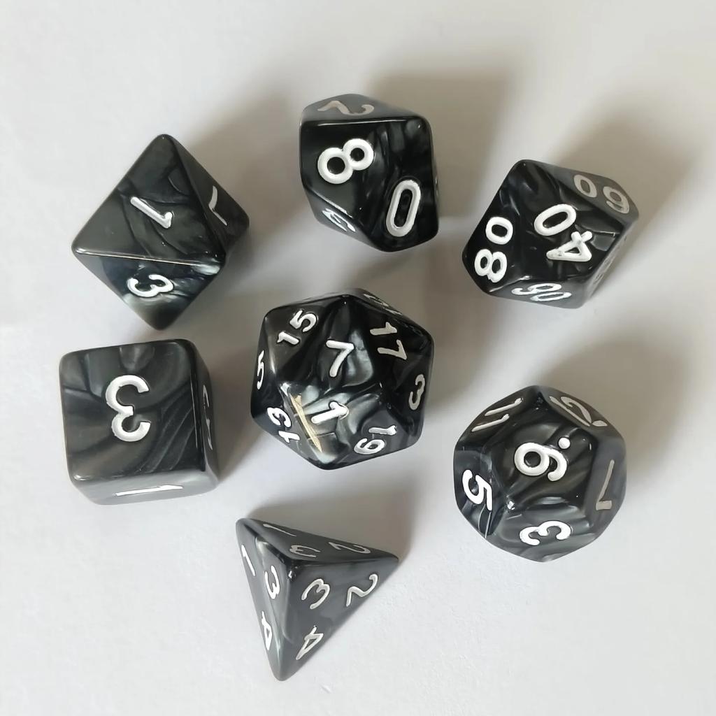 7pcs/set Colorful Pearl Pattern Polyhedral Dice Number Dice Kit for DND PRTG RPG Running Team Table Board Game Dnd Dice Set