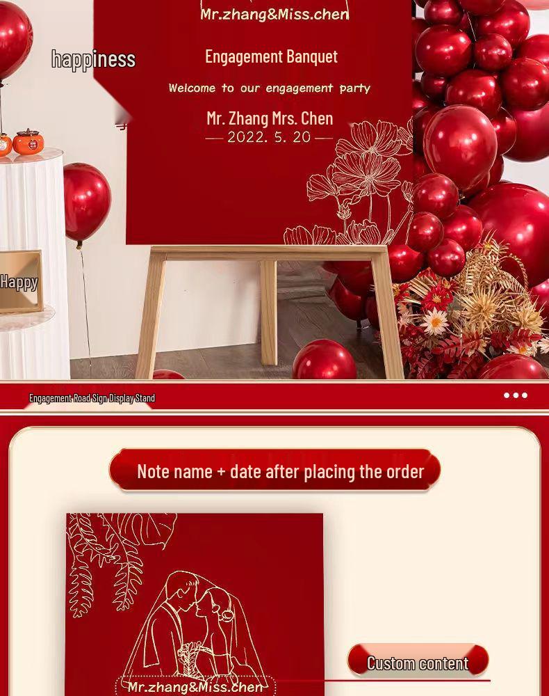 Индивидуальная свадебная церемония Приветственный знак: Направленный декор для помолвки с водным фоном