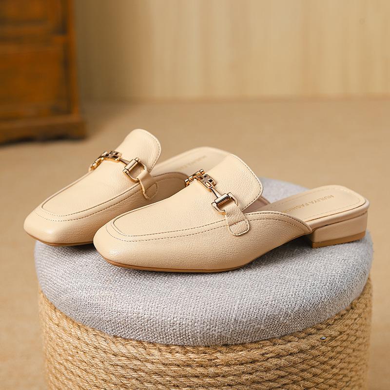 Huiliya сумка голова полушлепанцы женские летние весенние 2025 новые ленивые мюли одинарные туфли полуподнос X980-1