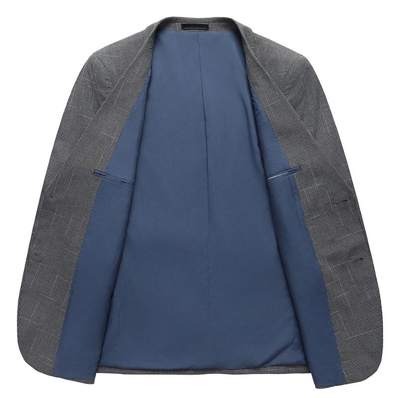 Весенний тонкий мужской костюм, не требующий глажки, облегающий крой, маленький костюм с принтом для людей среднего возраста и молодежи, повседневный однобортный костюм