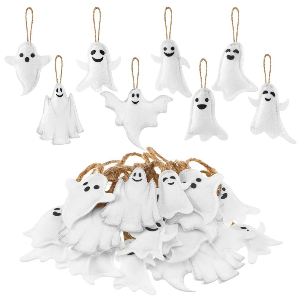 24PCS Hangable Halloween Ghost Hanging Decoration Ghost Felt Pendant Halloween Home Festival Decor
