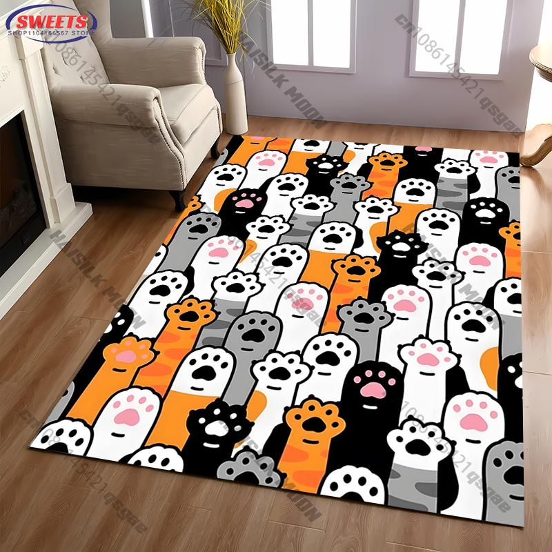 1PC Funny Cat Paw Printed Carpet Rug for Living Room Bedroom Entrance Door Decor Mat, Kids' Play Non-slip Mats Next Day Shipping
