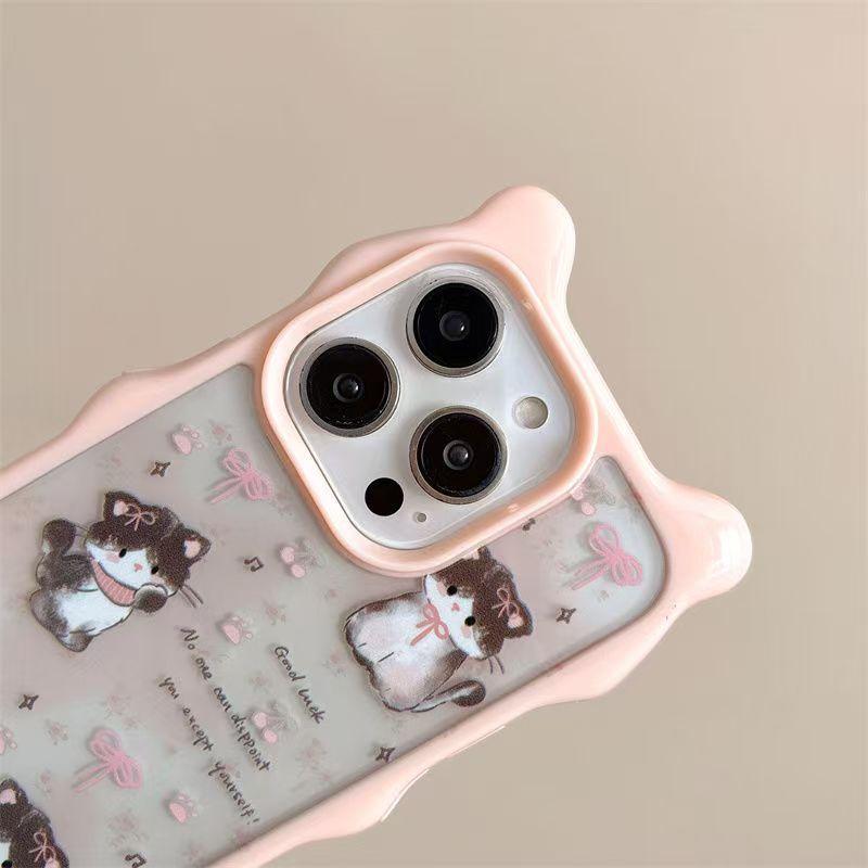 Черная Кошка Розовый iPhone15promax Милые Кошачьи Ушки Huawei Apple 14pro Чехол для Телефона Новая Модель