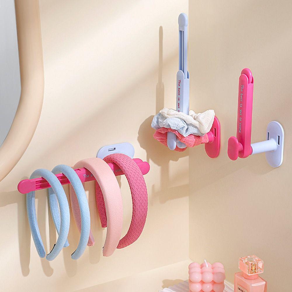 2Pcs Punch-Free Hair Rope Storage Rack Retractable Necklace Bracelet Stand Shower Room