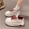 Women White Platform Sneakers 2025 Autumn New Height Increase Round Toe Lace Up Casual Shoes Comfortable Outdoor Non Slip Flats