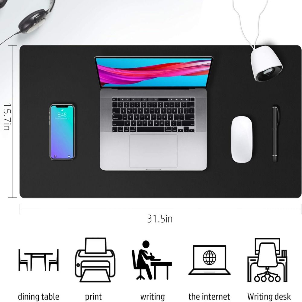 PU Leather PU Mouse Pad Waterproof Keyboard Mousepad Easy Clean Desk Blotter  Home