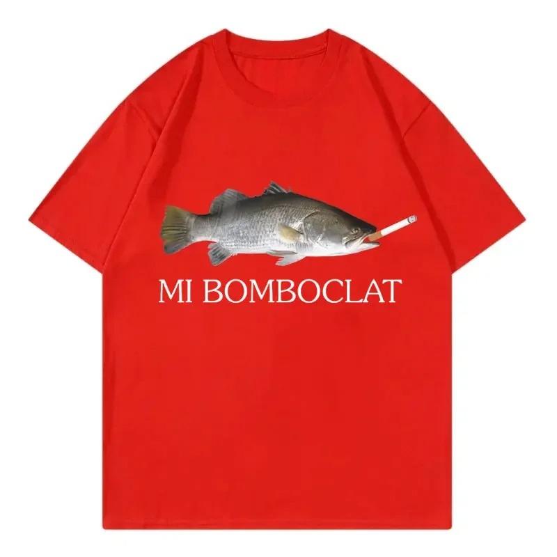 Funny Bomboclat Fish Meme Tshirt High Street Fashion Trend Y2k Short Sleeve Tshirts Women Harajuku Vintage Style Tee Shirts