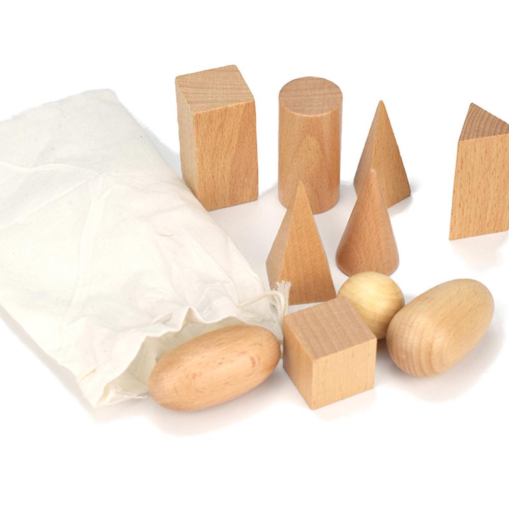 10Pcs/Set Solids Aids Kids Geometric Educational Wooden Learning Toy