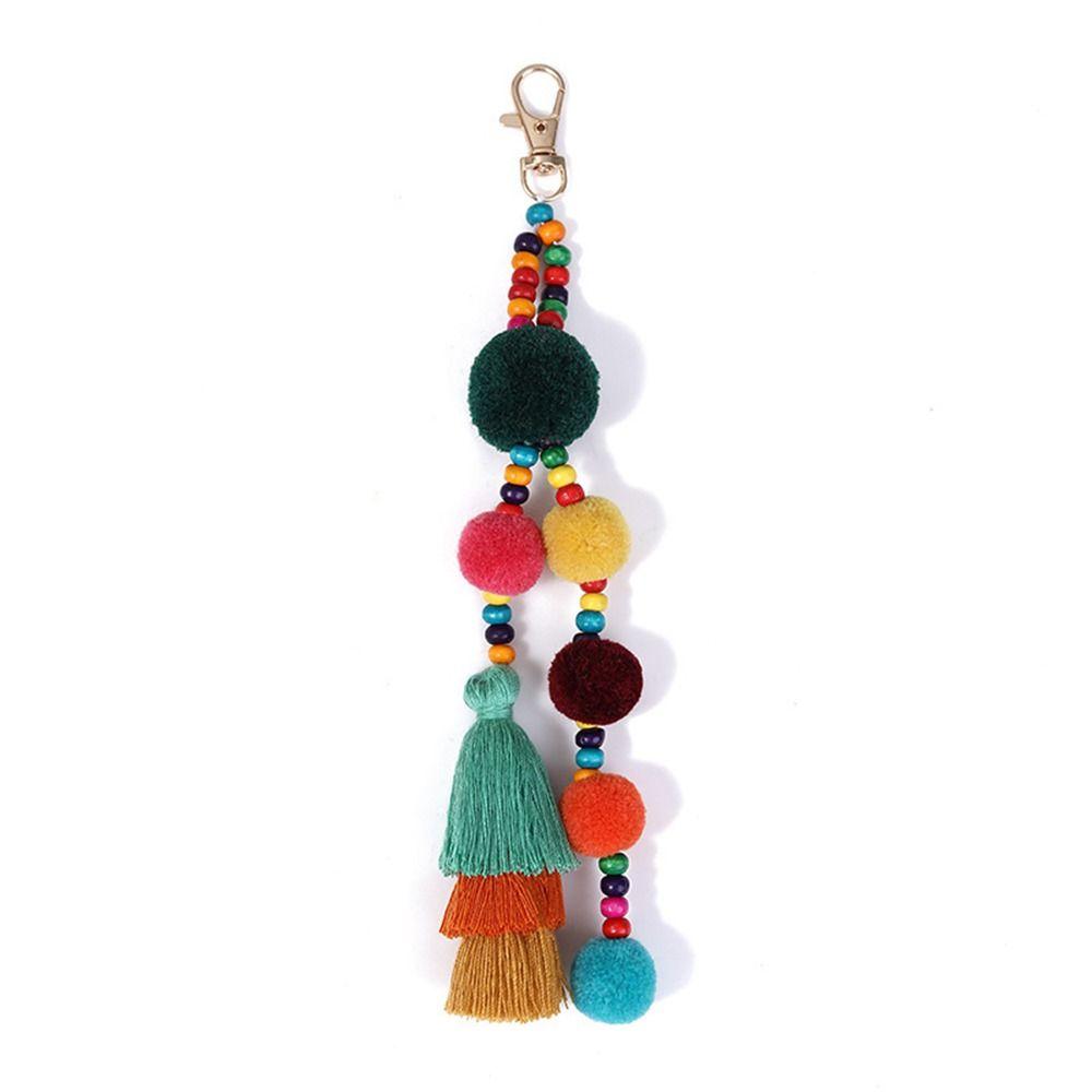 Fluffy Fashion Jewelry Womens Keychain Keyring Bag Pendant Pompom Ball Pendant
