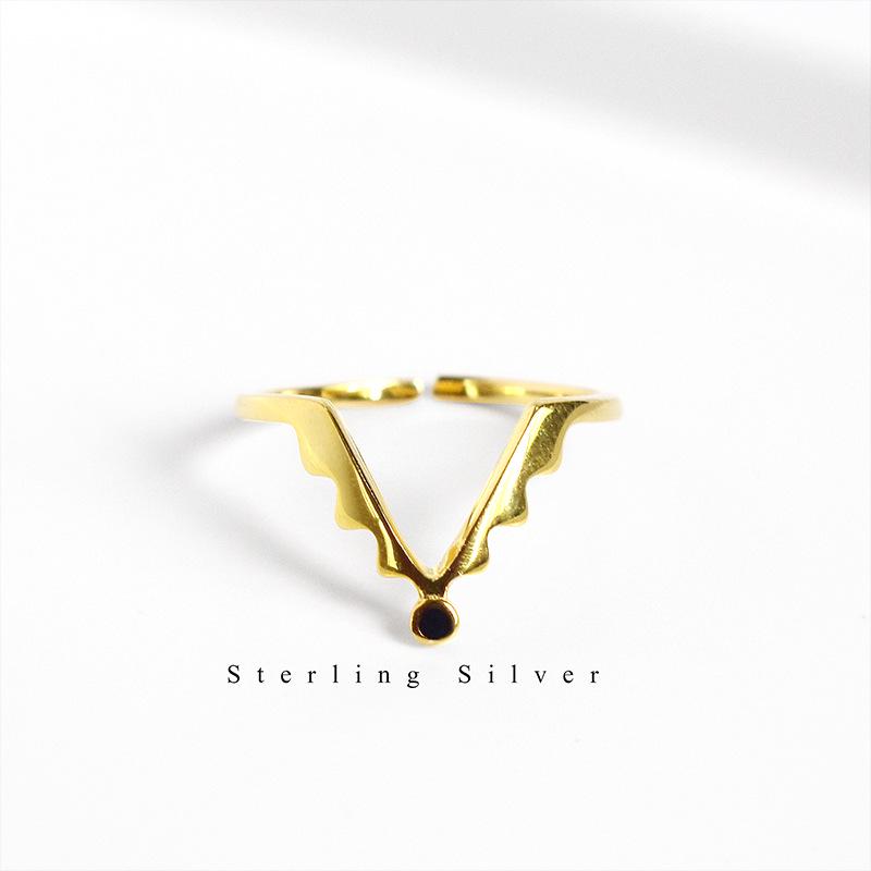 Chic Korean Style 925 Sterling Silver & 24K Gold Geometric Women's Ring