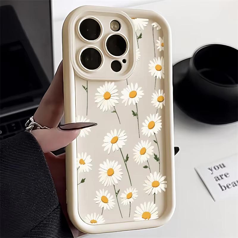 Силиконовый чехол для телефона с цветком ромашки для iPhone 13 Чехол iPhone 11 12 14 15 16 Pro Max XR X XS 7 8 Plus SE 2 3 Мягкий противоударный чехол