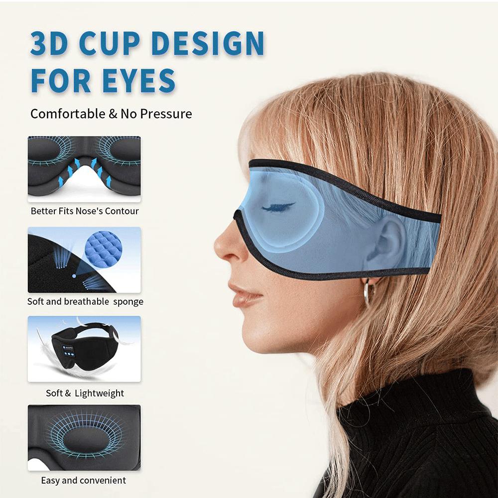 Прочные и безопасные маска для сна с Bluetooth-наушниками, 3D-маска для глаз, наушники для прослушивания музыки во время сна со встроенным HD-динамиком