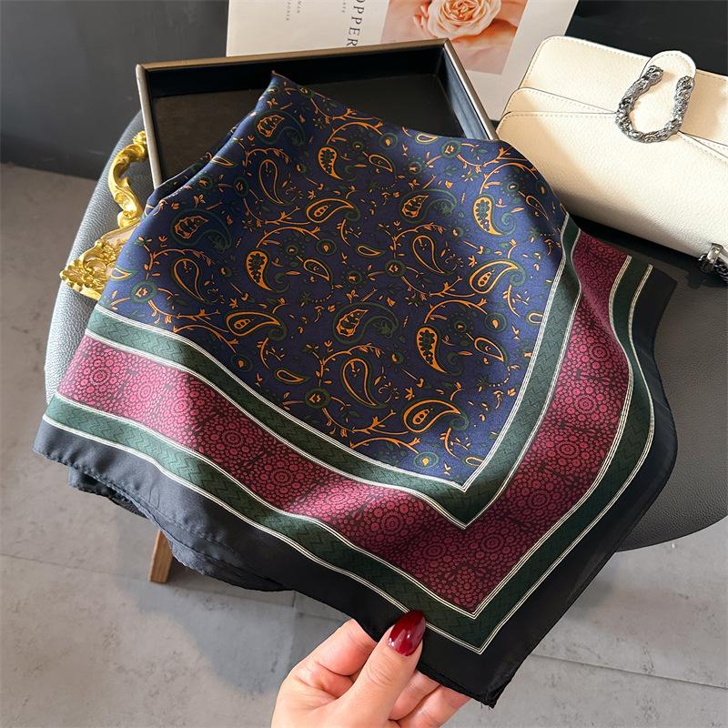 Silk Scarf for Women 70X70cm Square Scarf Sun Protection Shawl Versatile Neckerchief Headscarf Hair Band Accessories