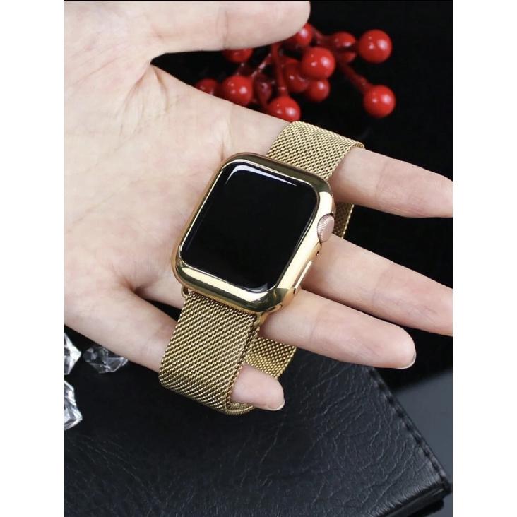 2 in1 gold Band protective shell case For Apple Watch cover strap Series 11/10/9/8/7 38mm 40mm 41mm 42mm 44mm 45mm 46mm