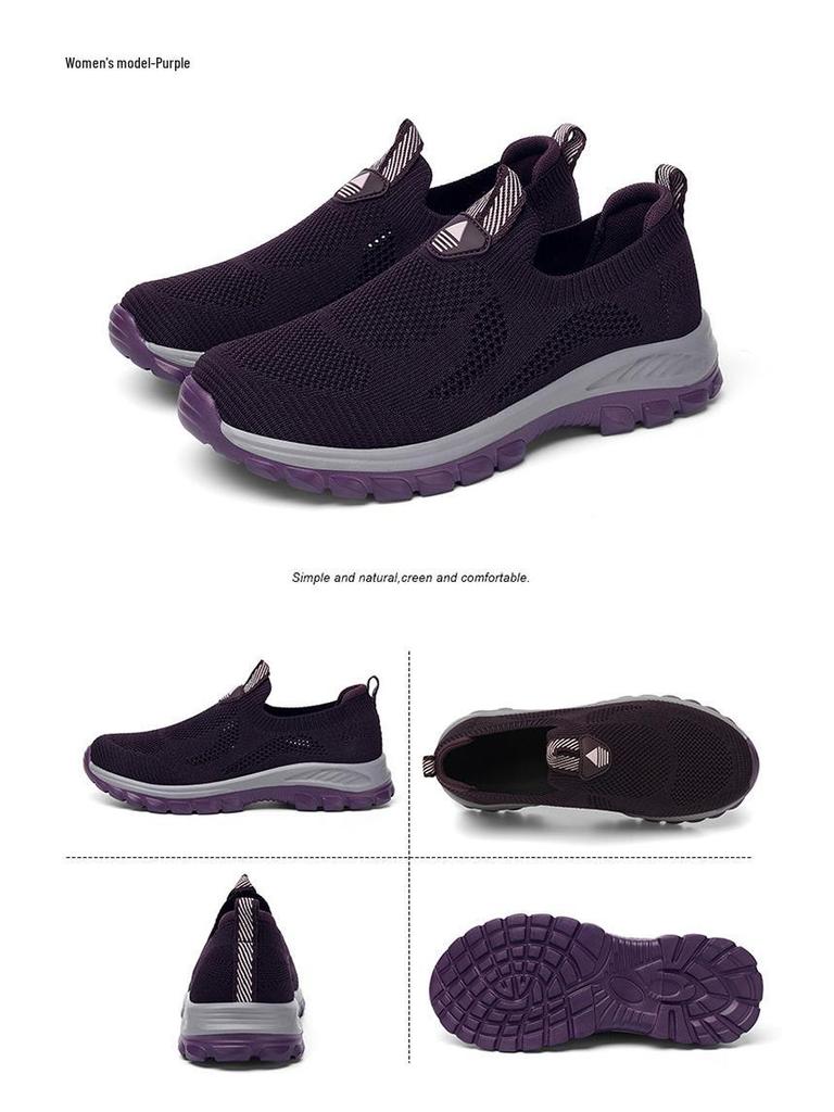 Women's Breathable Lightweight Non-Slip Walking Shoes for Middle-aged & Elderly, Summer Outdoor Sports, Soft Sole A113