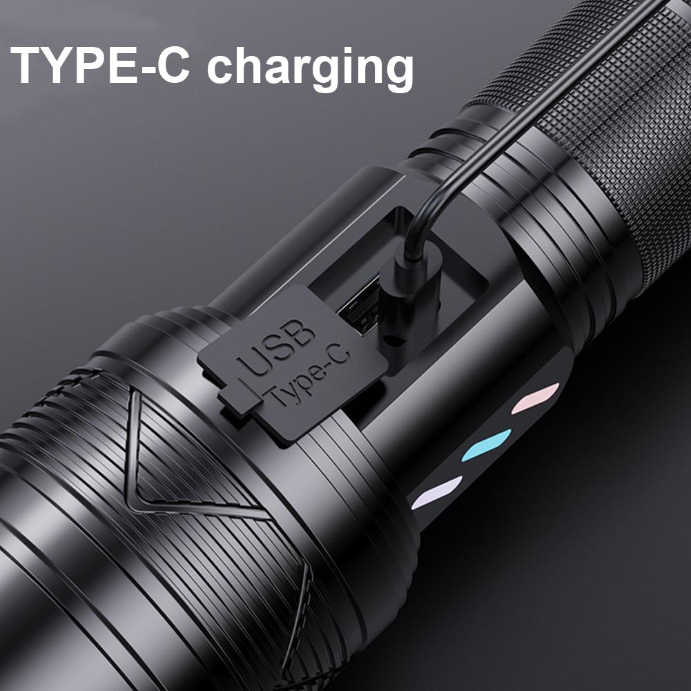 20W LED Outdoor Zoom Torch 1000LM USB Rechargeable Powerful Handheld Flash Light Telescopic Zoom for Camping Hiking Emergencies