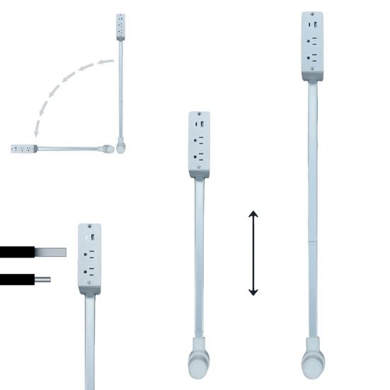 Удлинитель электрических розеток с розетками USB-A/USB-C/AC, регулируемый, вращающийся, портативный, подключаемый удлинитель розеток