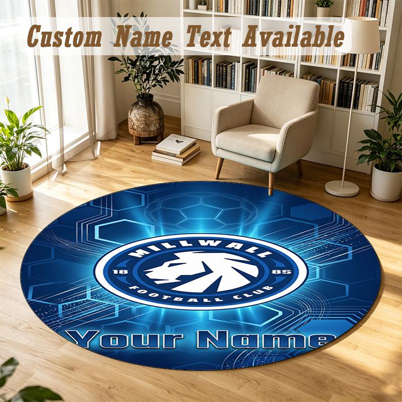 Round Rug Custom NameMillwall Pattern Non Slip Carpet Home Floor Decor